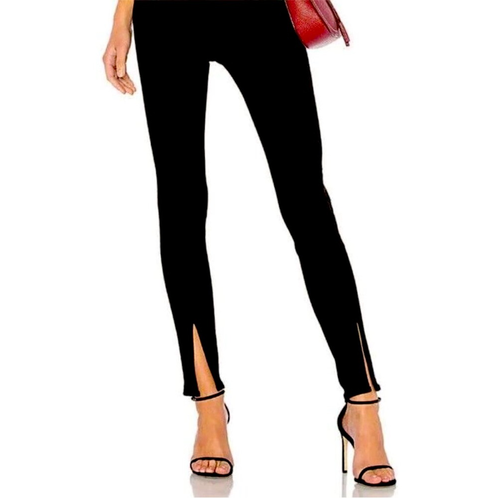 Rag & Bone Regalia Black High Waisted Front Ankle Slit Skinny Jean.